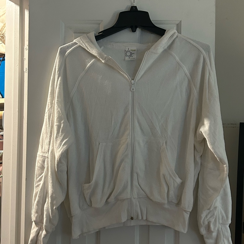 Aerie White Zip-Up Hoodie